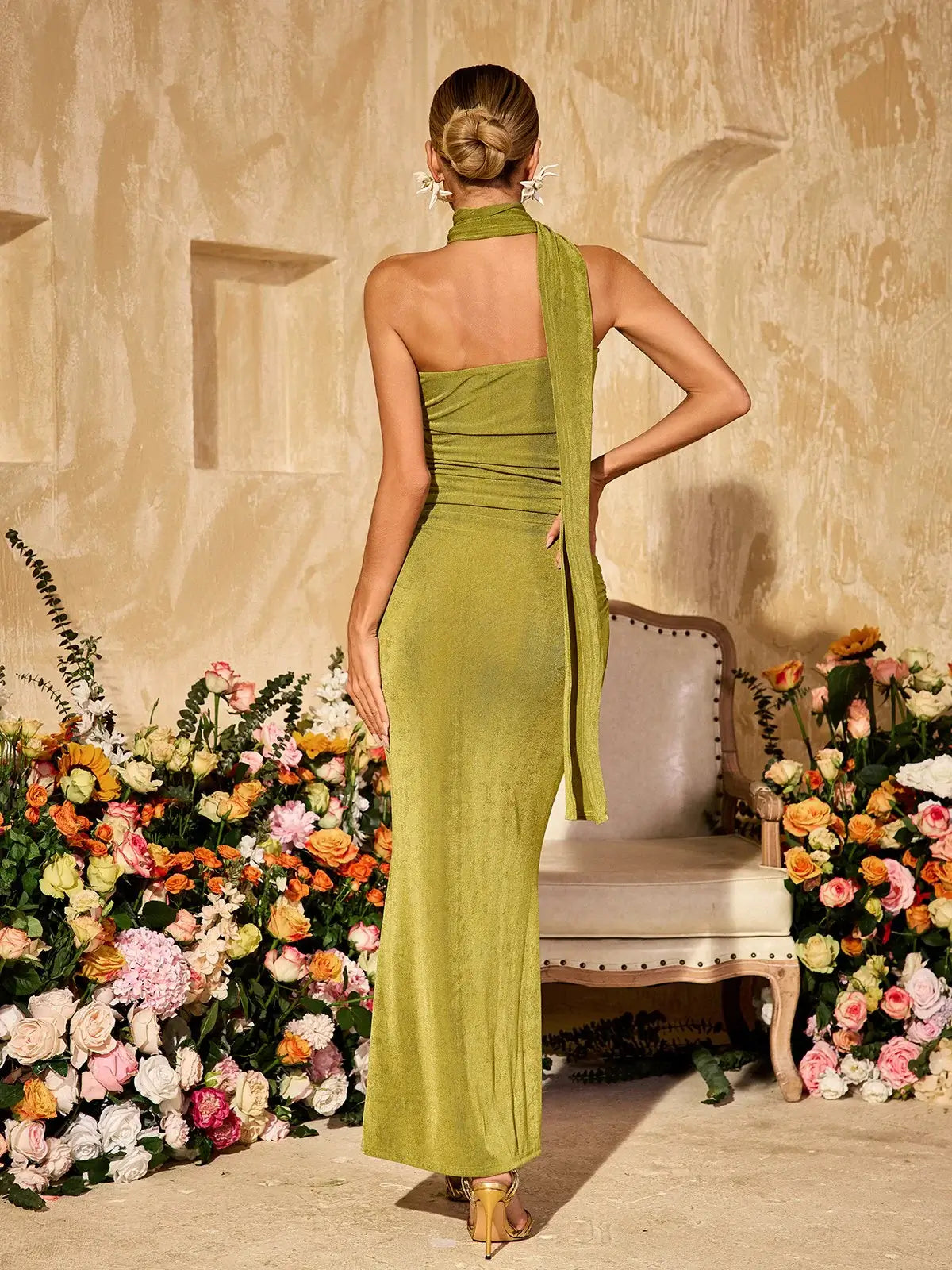 Vestido longo com enxarpe - Sharma