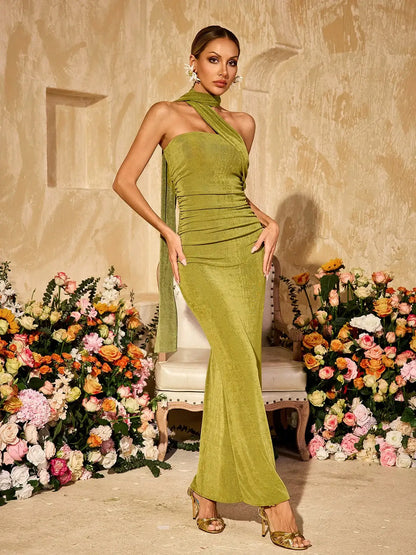 Vestido longo com enxarpe - Sharma