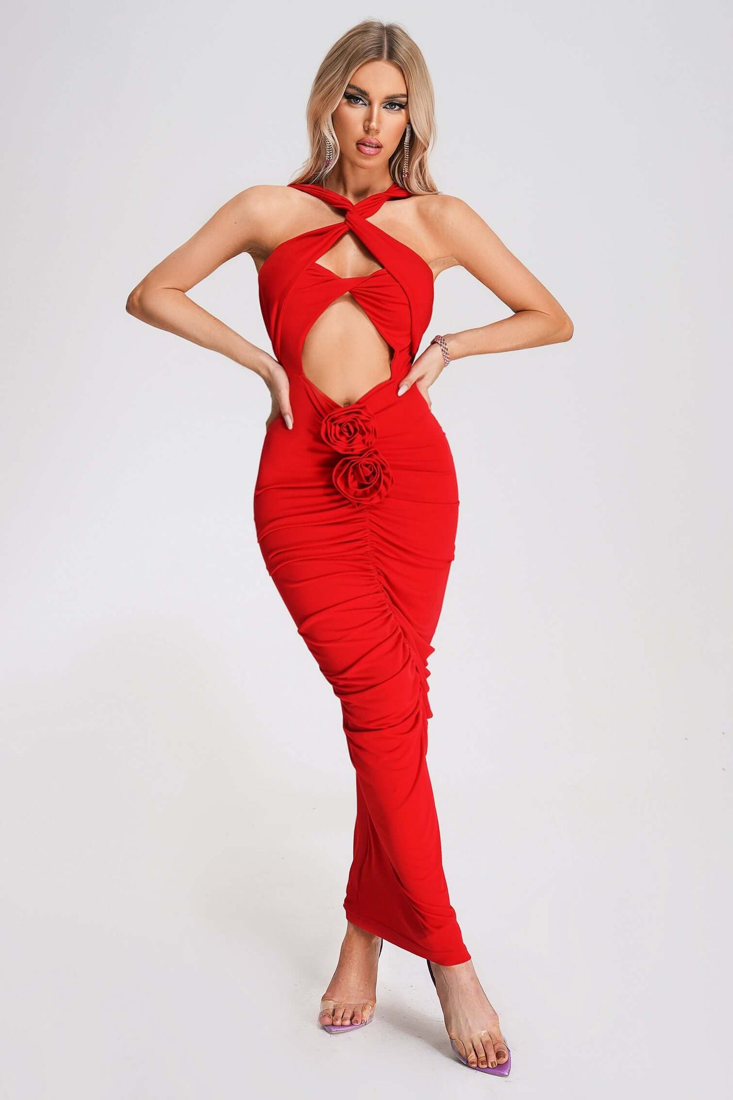 Vestido recortes com flor - Reiley