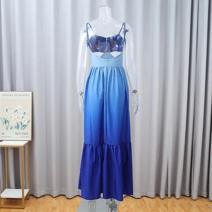 Vestido longo cor gradiente - Sabrina