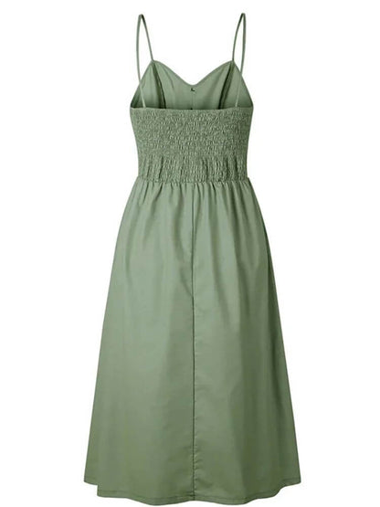 Vestido midi detalhe de botão - Luna