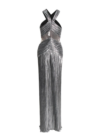 Vestido metálico fenda - Edwina