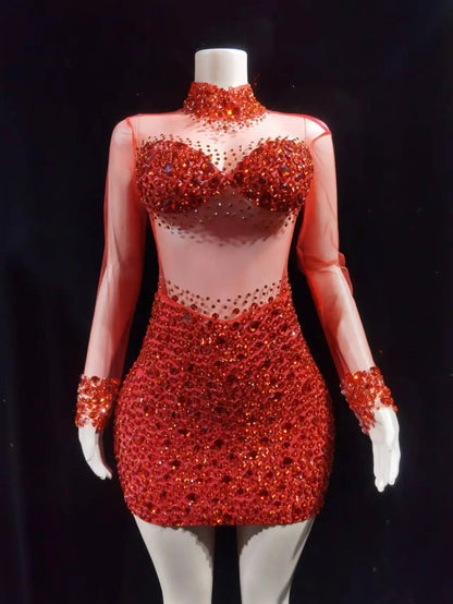 Vestido transparência em pedraria - Ryacinth