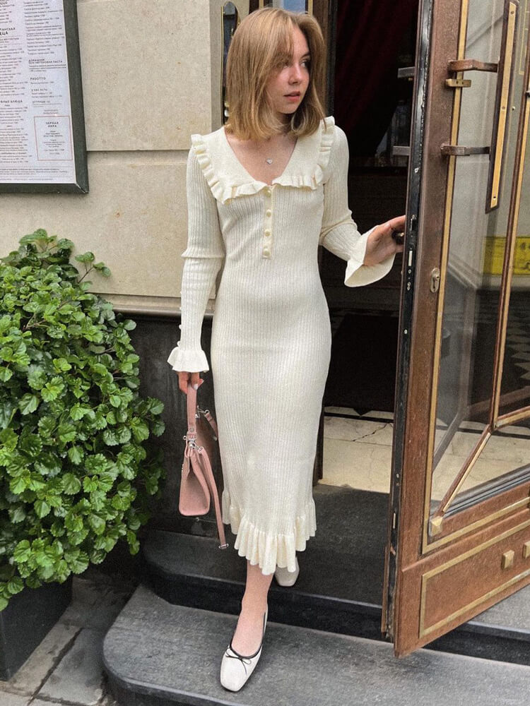 Vestido malha com babados - Cristine
