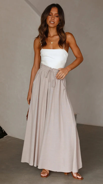 Calça wide leg cós elástico - Alina