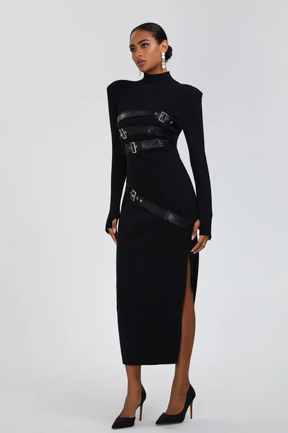 Vestido gola alta com cintos - Ruby