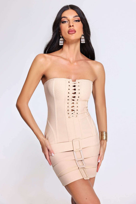 Vestido bandagem sem alças - Izzie