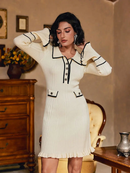 Vestido canelado com babados - Lena