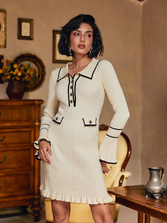 Vestido canelado com babados - Lena