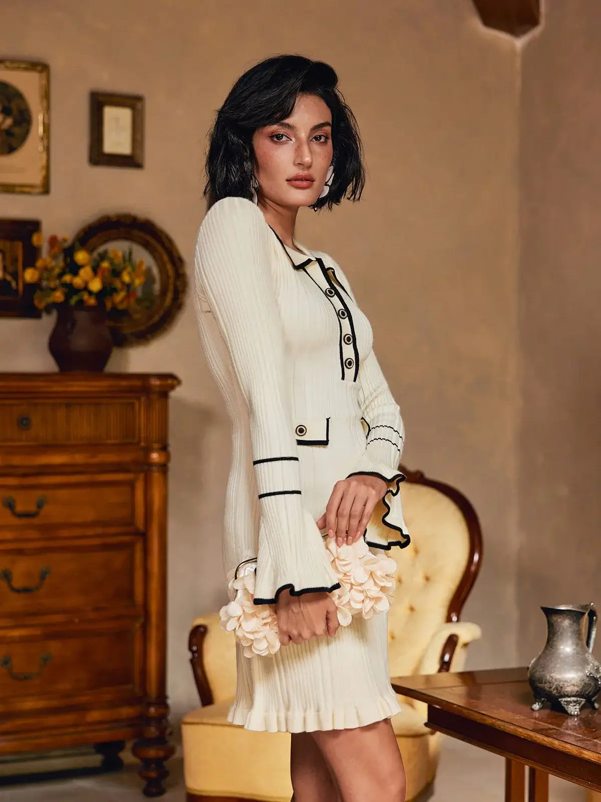 Vestido canelado com babados - Lena