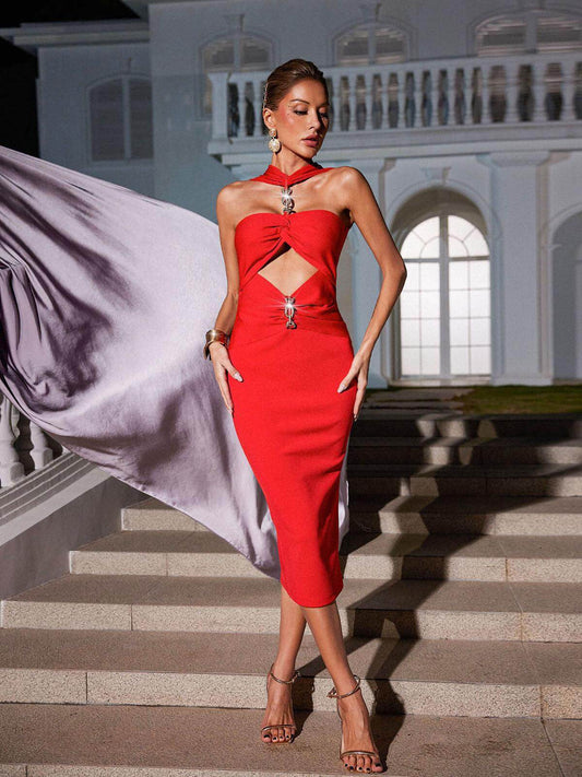 Vestido bandagem recortes  - Poliana