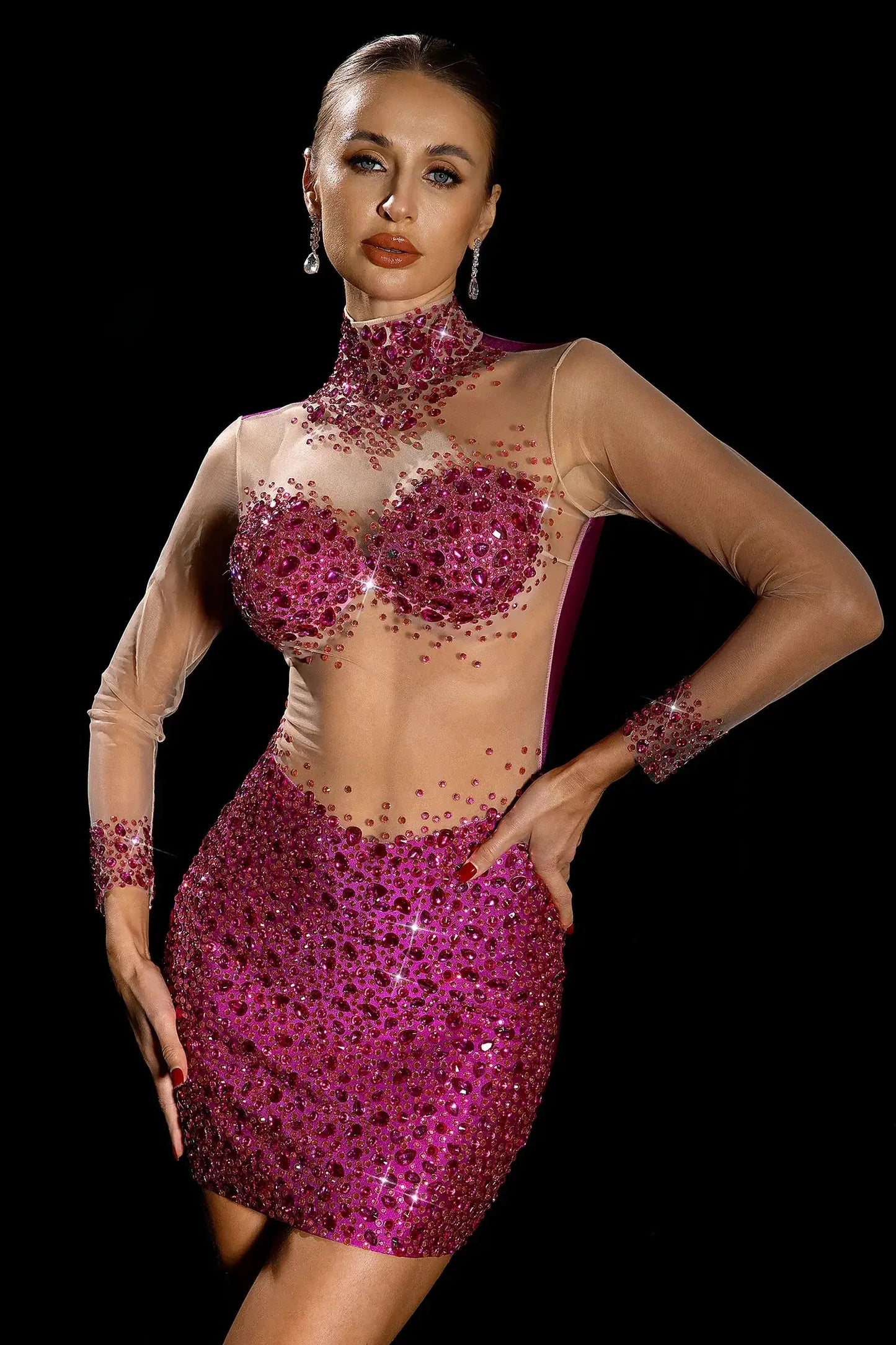 Vestido transparência em pedraria - Ryacinth