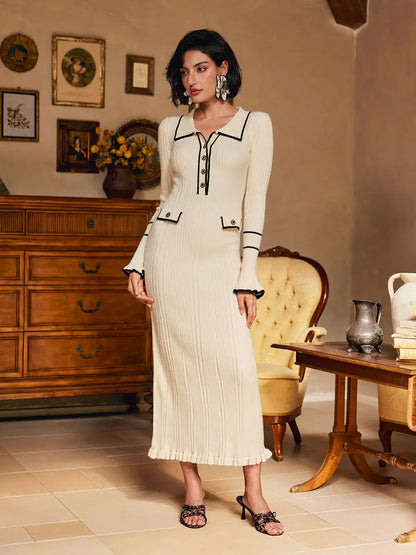 Vestido malha canelada babados - Stacy